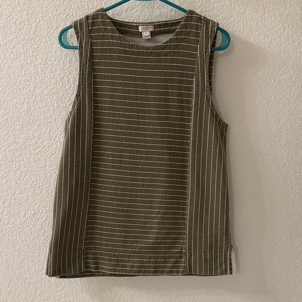 J Crew Olive Striped cotton tank. Great piece for layering.